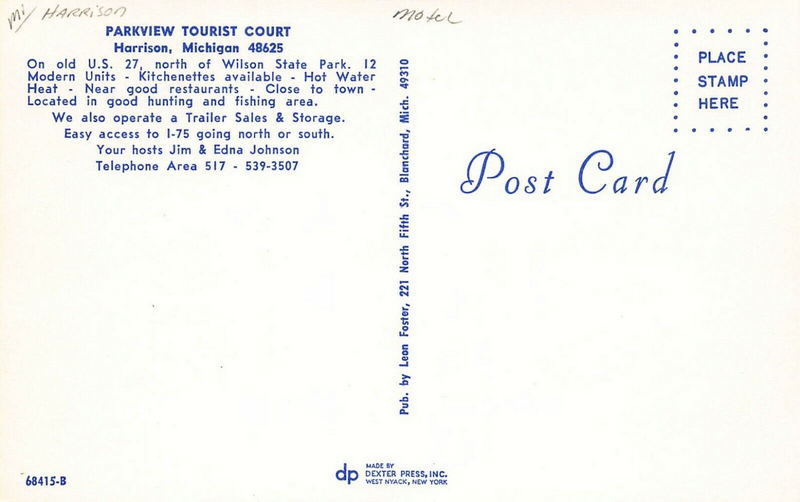 Parkview Tourist Court - Vintage Postcard